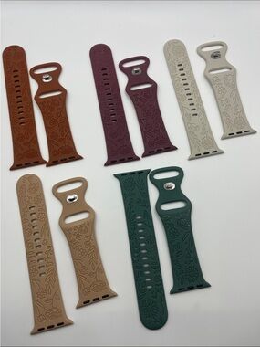 Set of 5 Floral Silicone Apple Watch Bands - Assorted Earth Tones